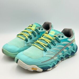 Merrell All Out Peak Womens 6.5 Trail Running Shoes Blue Vibram MegaGrip